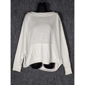 Ninexis White Waffle Knit Oversized‎ Hoodie Long Sleeve Pocket Plus Sz 3X Casual
